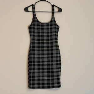 White & Black Plaid Mini Dress